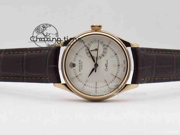 Dial White Stick Brown Best Leather A3165 Strap VF Date Cellini Edition Markers On RG 0910